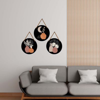 Modern Boho Round Hanging Wall Decor for Living Room, Bedroom, and Office Decor
